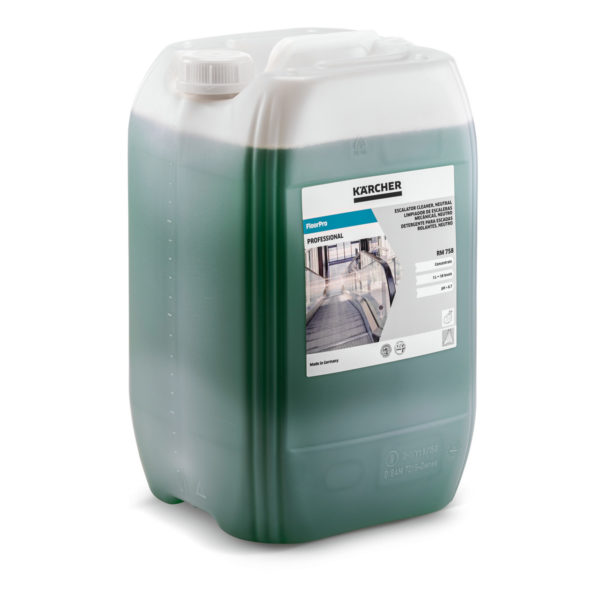 FloorPro detergente para fregadora para la limpieza de escaleras mecánicas, neutro RM 758 de 20 litros